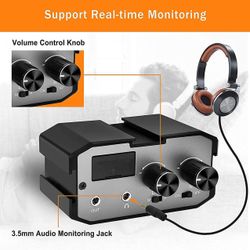 Comica CVM-AX1 DSLR Audio Adapter, Microphone Audio Mixer Adapter with Real-time Monitoring, Dual Channels 3.5mm Port Camera Mixer for Canon Nikon Son