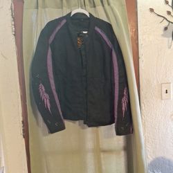 Motorcycle Jacket And Boots Purple And Black