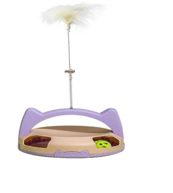 Funny cat stick, turntable ball, cat toy, multifunctional cat toy, cat track ball, cat scratching ball toy, cute cat shape cat toy, feather funny cat 