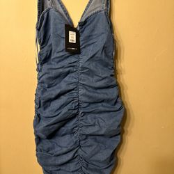 Denim Ruched Dress 