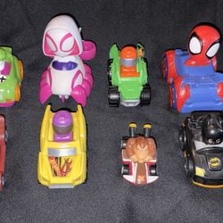 Spider-Man, Batman, Donley Kong and other character toy cars - set of 8- LOTM
