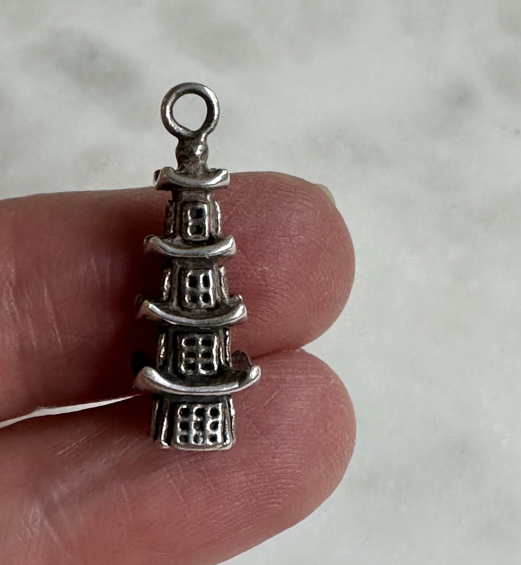 Sterling silver Chinese pagoda charm