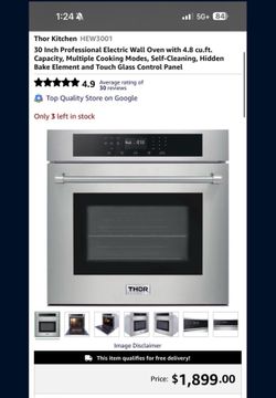 Thor Kitchen 30 in. Single Electric Wall Oven with Convection and Self-Cleaning in Stainless Steel