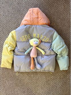 13DE MARZO Authentic Teddy Bear Color Block Down Jacket Oversize Size S