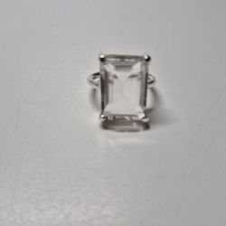 Clear Quartz 925 Solid Sterling Silver Ring. Size 6. (New)