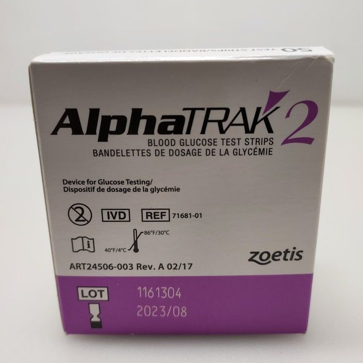 ZOETIS ALPHATRAK 2 GLUCOSE TEST STRIPS BOX OF 50 FOR CATS & DOGS NIB