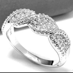 18k White Gold & Jewelry Bronze 1.00ctw White Natural Crystal Ring  