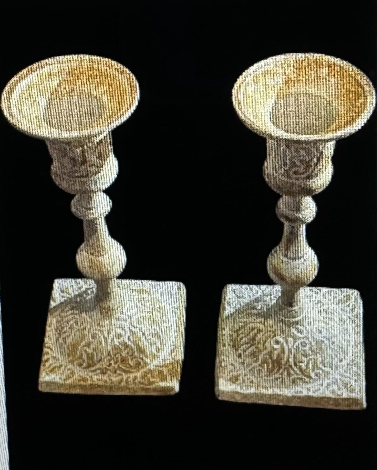 Vintage 2 Decorative Candle Holders Candlestick Holders with 2.5 in. Square Base