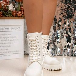 Botas de Mujer Mitad de la Pantorrilla Biege 