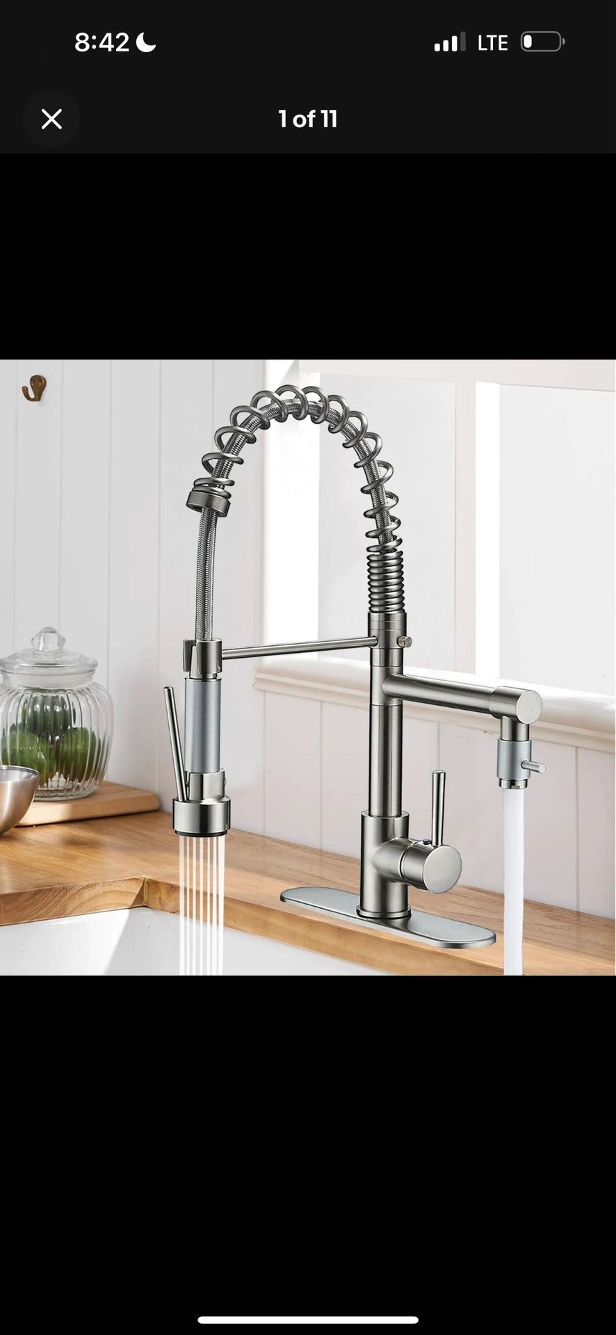 Commercial Kitchen Sink Faucet Pull Down Sprayer Twin Head Mixer Stainless Steel