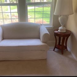 Twin Sofa Sleeper Slip Covered White