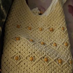 BEIGE BEADED PURSE