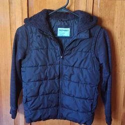KIDS, BLACK OLD NAVY, SIZE MEDIUM (8) JACKET/COAT.