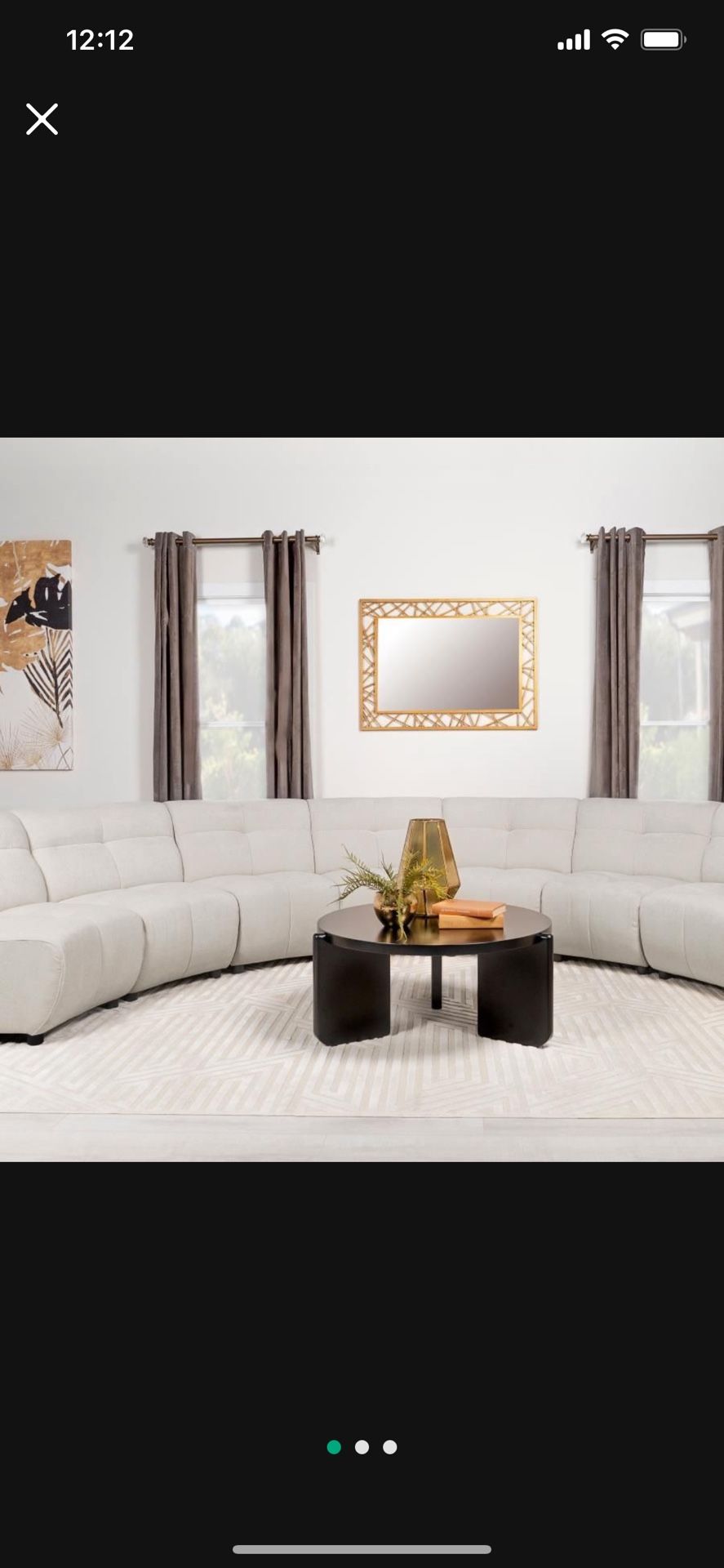 5 Piece Round Curved Sectional Ultra Chic Glam In White Ivory