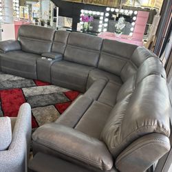 Big Grey Sectional Imitation Leather NEW