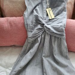 Striped Grey And White Dress
