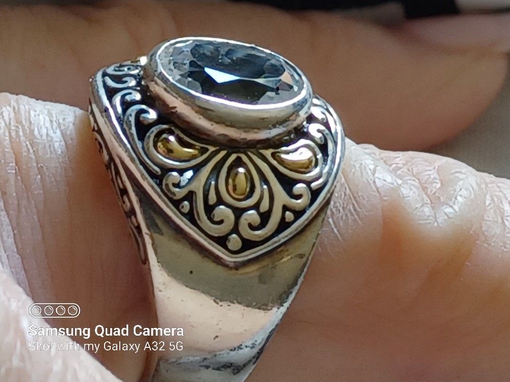 Authentic SAMUEL BENHAM GOLD STERLING SILVER WHITE TOPAZ