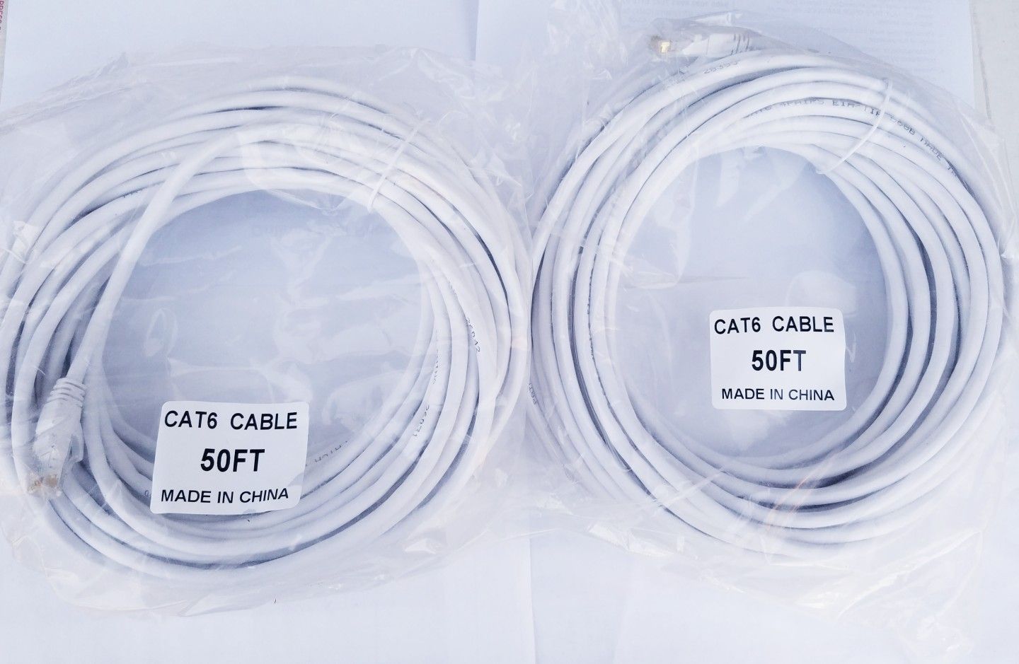 Set of two 50ft cat6 ethernet network cables