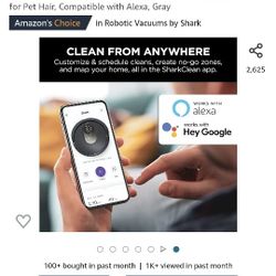 Shark AV2001 AI Robot Vacuum with Self-Cleaning Brushroll, Object Detection, Advanced Navigation, Home Mapping, Perfect for Pet Hair, Compatible Alexa
