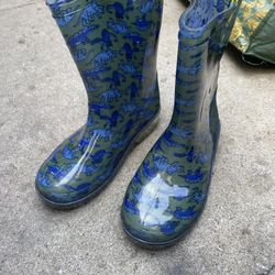 Green Kids' Galactic Glow Light-Up Rain Boots Size 3