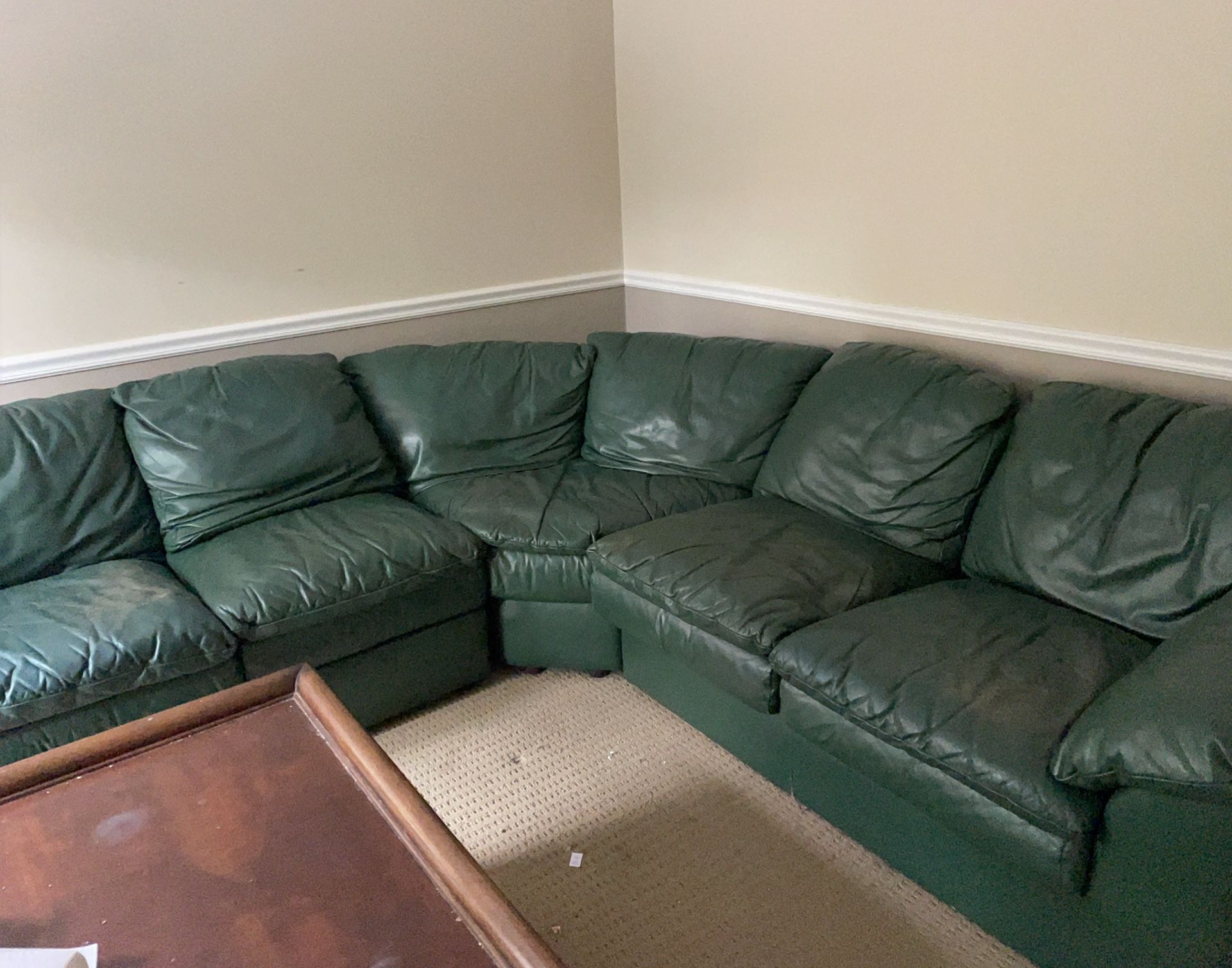 Green 3-piece Sectional, With Matching Chair Set