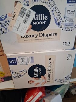 2 boxes of#5 millie moon diapers 216 diapers total x 40