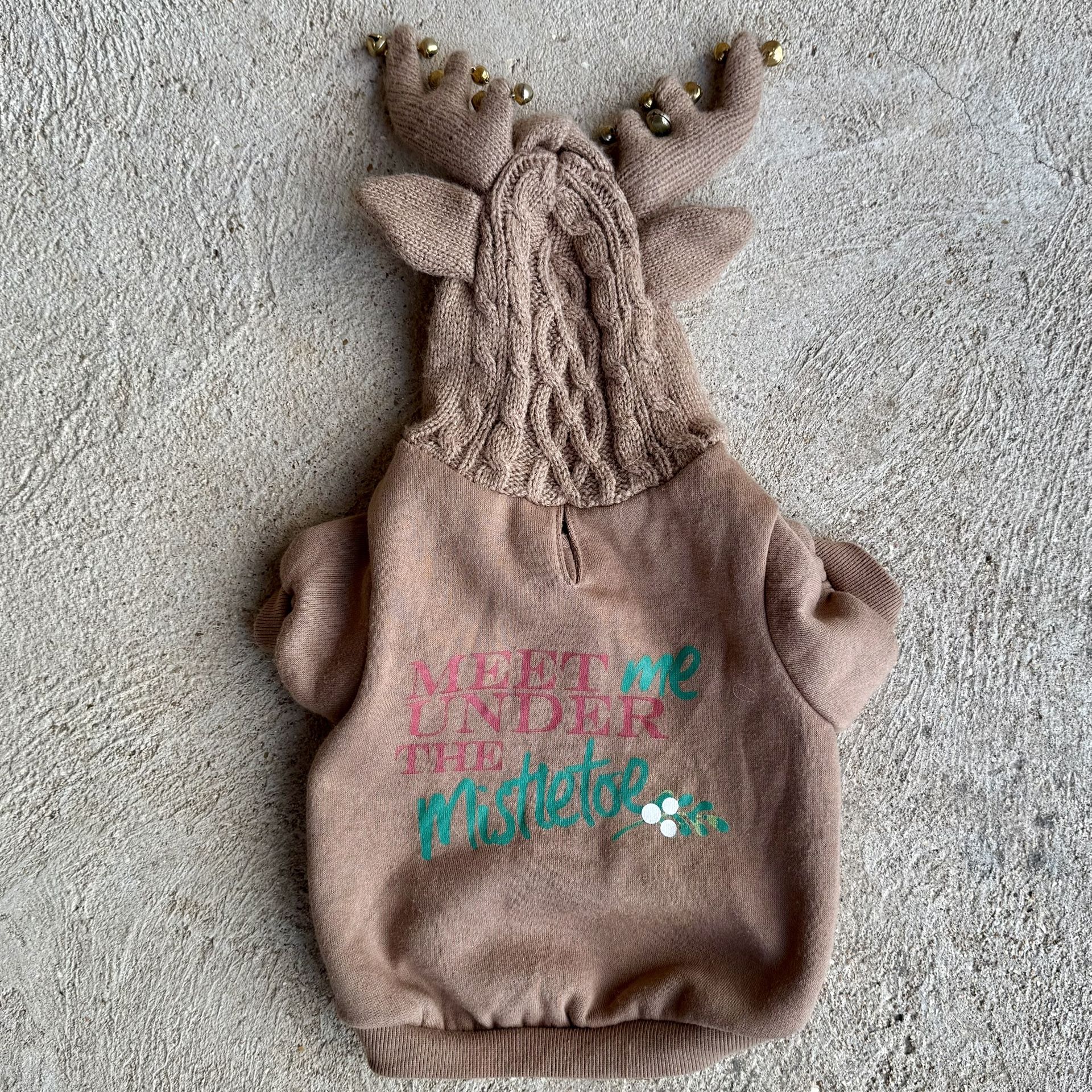 Holiday Tails Meet Me Under The Mistletoe Reindeer Dog Hoodie 