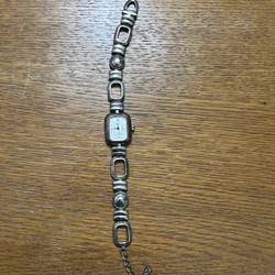 Geneva Elite Watch Women Silver Tone Ornate Toggle Closure