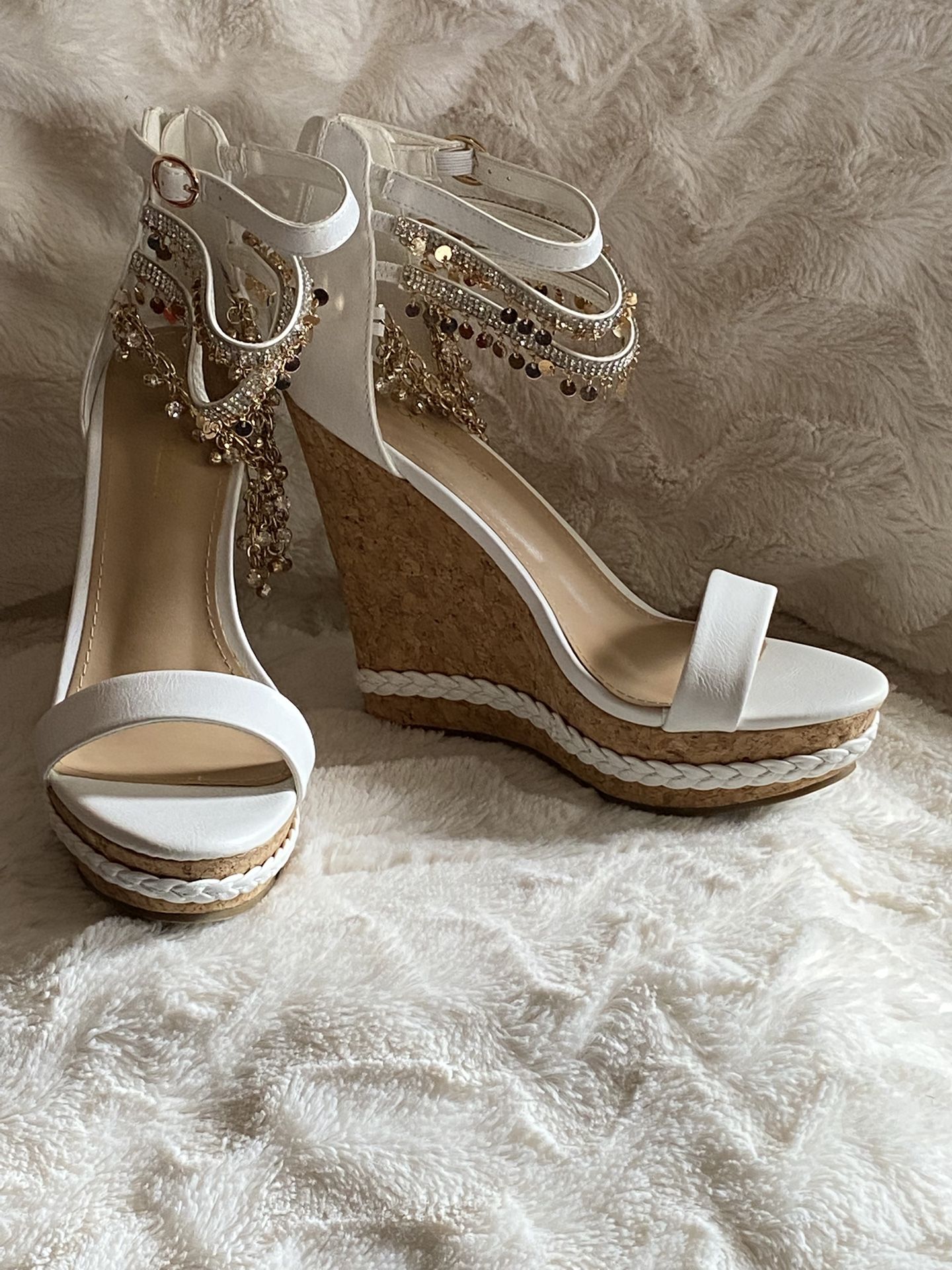 White Embellished Heels