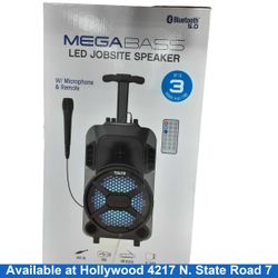 Mega Bass Led Jobsite Speaker Black Portable Speaker