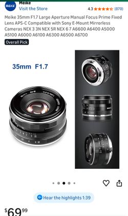 Meike 35mm F1.7 Large Aperture Manual Focus