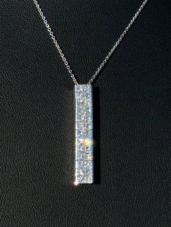 18k white gold 2.6 CTW princess cut Diamond pendant Necklace