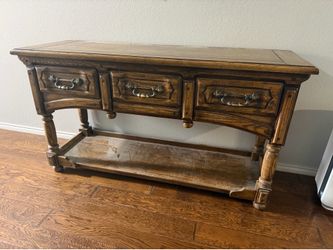 Rustic Solid Wood Sofa Table + Matching Cabinet Set