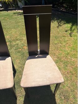 5 Piece Dining Chairs (Wood & Suede