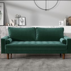 FREE: Emerald Green Velvet Sofa – Glam / Hollywood Regency Statement Piece