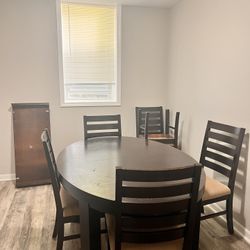8-Piece Espresso Wood Dining Set – (FREE L-Shaped Desk)