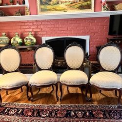 Set Of 4 - Finely Carved Napoleon III Dining Chairs 