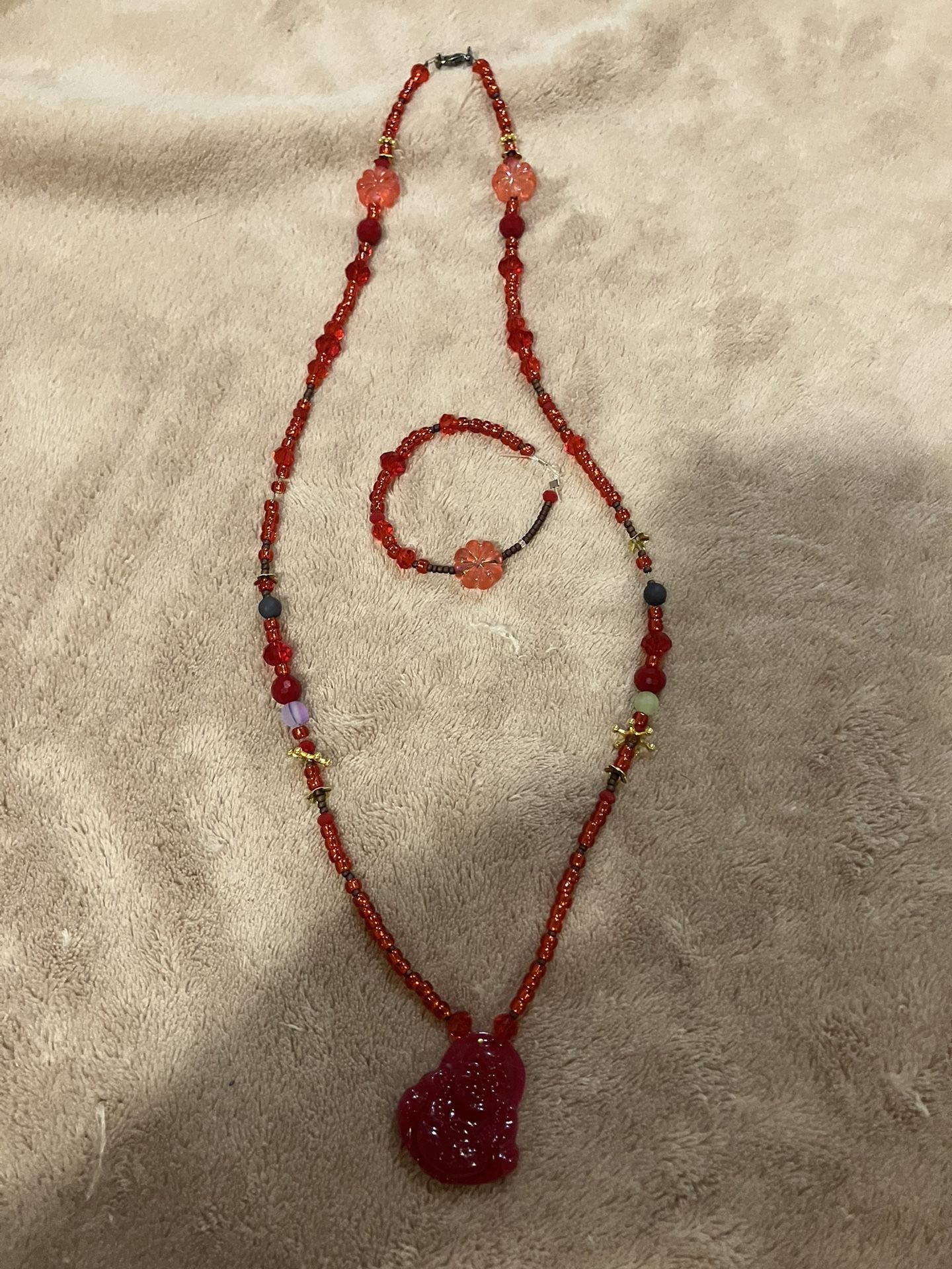 Hand Beaded Necklace And Bracelet Set