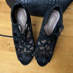 Peep Toe Black Heels Size 8