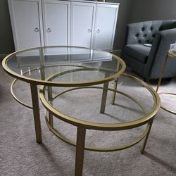 Two piece glass coffee table