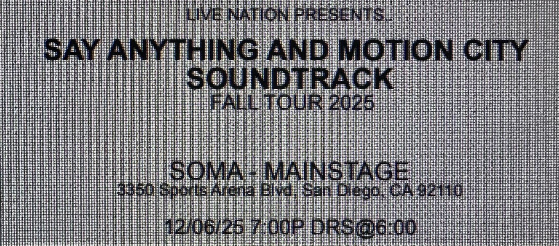 Tickets 12/6 Motion City Soundtrack / Say Anything