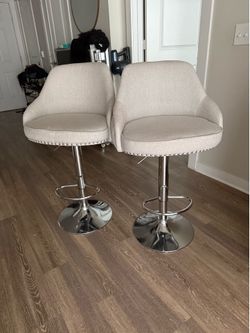 Set of 2 Upholstered Bar Stools (Like New - Lightly Used) - Comes from Non-smoker/non-pet household