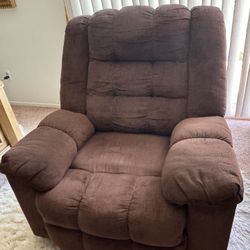 Oversized Brown Plush Recliner Chair