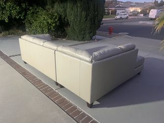 Light Gray Leather Sectional Sofa