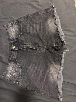 Black denim shorts