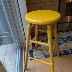 Yellow Wooden Stool