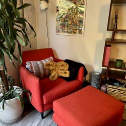 CB2 Accent Chair & Ottoman