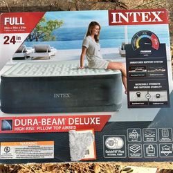 Intex 24 Dream Lux Pillow Top Dura-Beam Airbed Mattress with Internal Pump