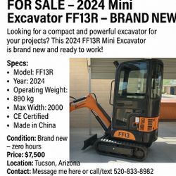  2024 FF13R Mini Excavator – Compact, Powerful & Ready to Work!
