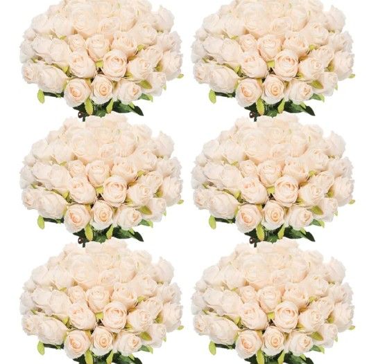 50 Pcs Artificial Rose Flowers Beige Champagne color.